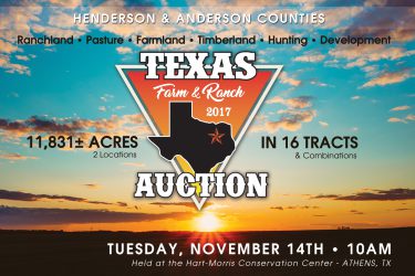 Texas Ranch Auction - Texas Farm and Ranch - Malakoff, TX offered by Hall and Hall