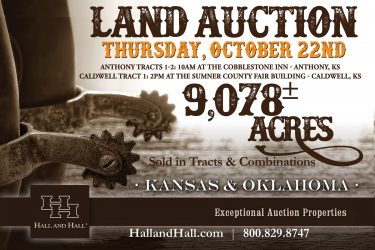Kansas Ranch Auction - 9,078 Acres in Kansas & Oklahoma - Southern KS & Northern OK, KS offered by Hall and Hall