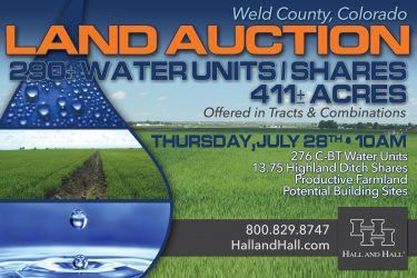 Colorado Ranch Auction - Reynolds Farm & Water Auction - Mead, CO offered by Hall and Hall