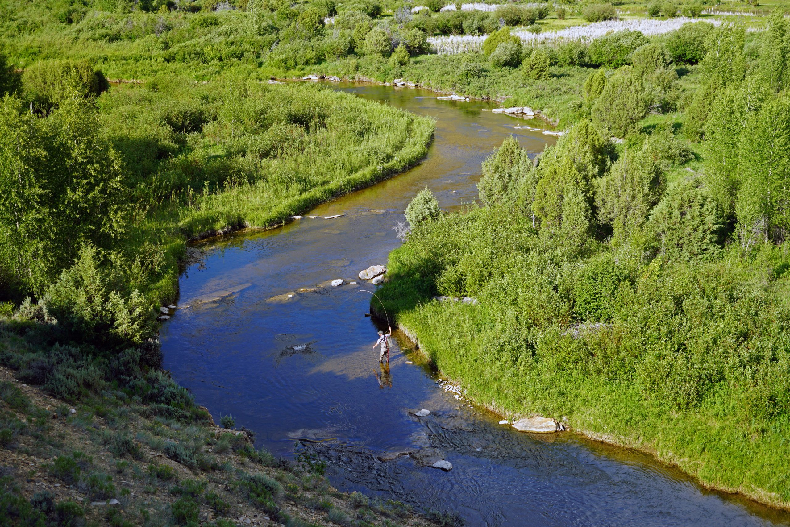 elk island ranch man fishing