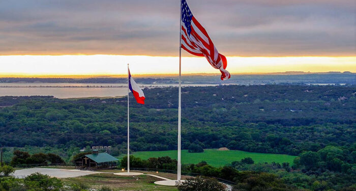 overlooking chapel ridge with flags