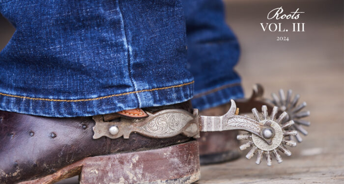 worn cowboy boot heel with spurs