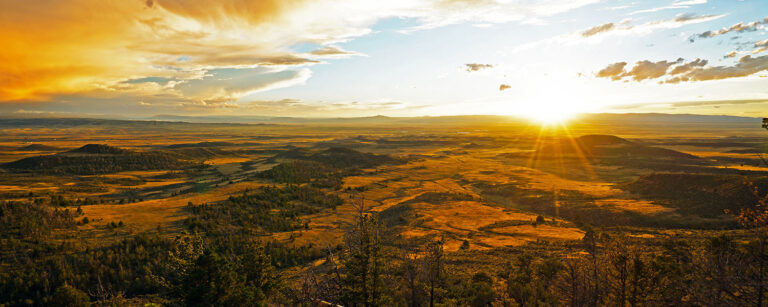 vista colored orange at sunset