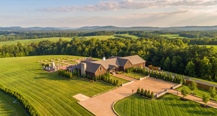 overview of event space and winery in Virginia countryside setting